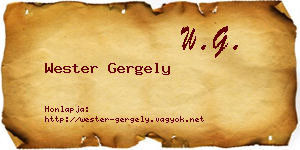 Wester Gergely névjegykártya
